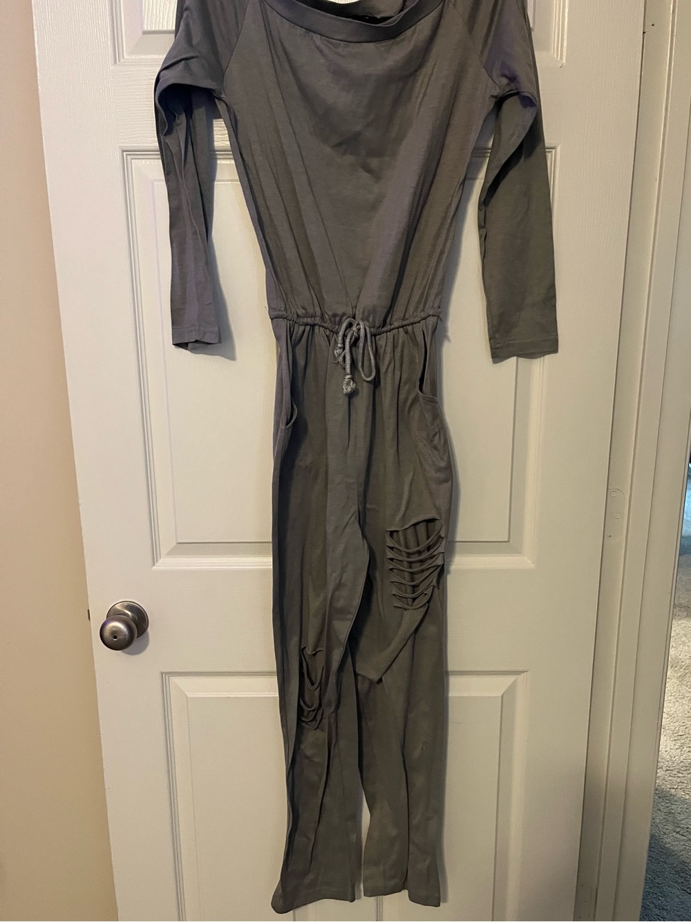 CBR Long-Sleeve Slashed-Leg Jumpsuit